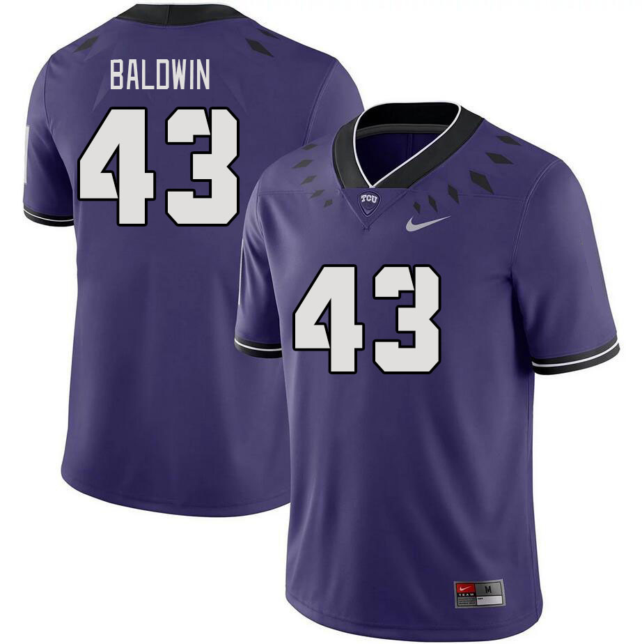 Men #43 Blake Baldwin TCU Horned Frogs 2023 College Footbal Jerseys Stitched-Purple